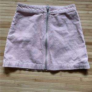Pink corduroy zip up skirt